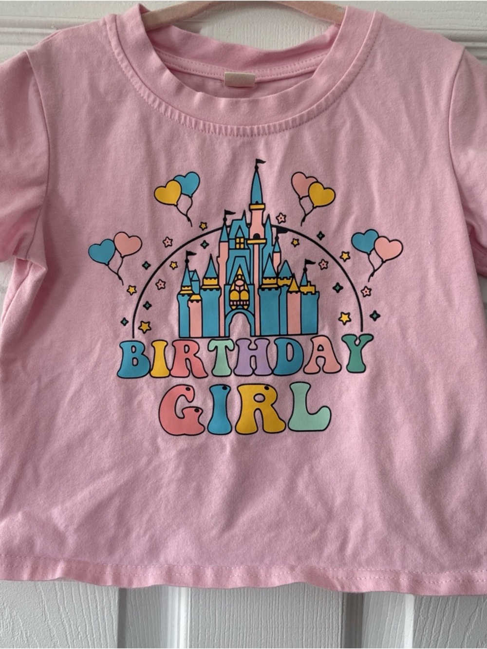 Pink Birthday Girl Castle Graphic Tee Size 3T